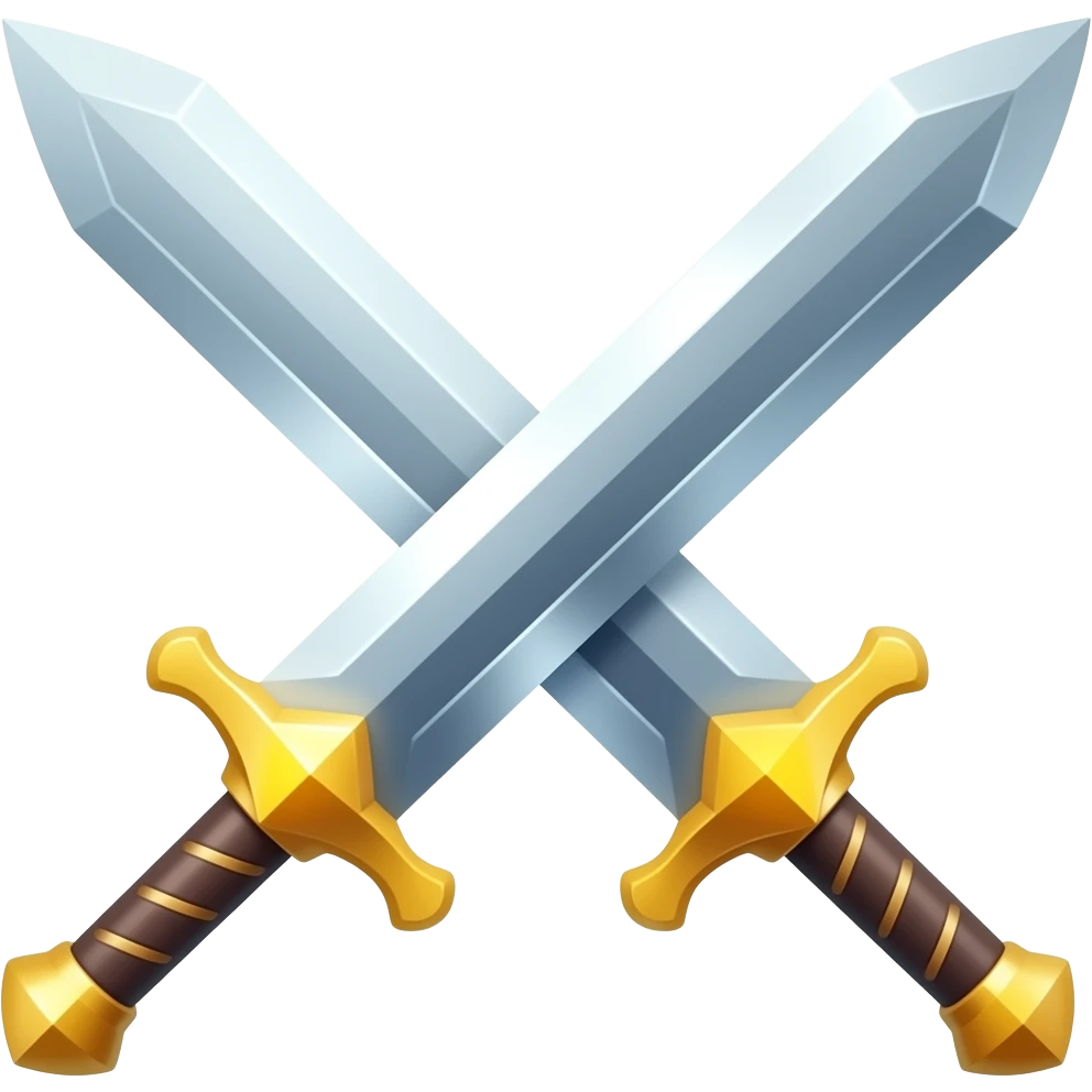 Create high-quality glossy emojis with a vibrant modern style.Make the emojis look premium, shiny, and eye-catching with bright highlights, smooth gradients, soft reflections, and glowing details. sword emoji emoji