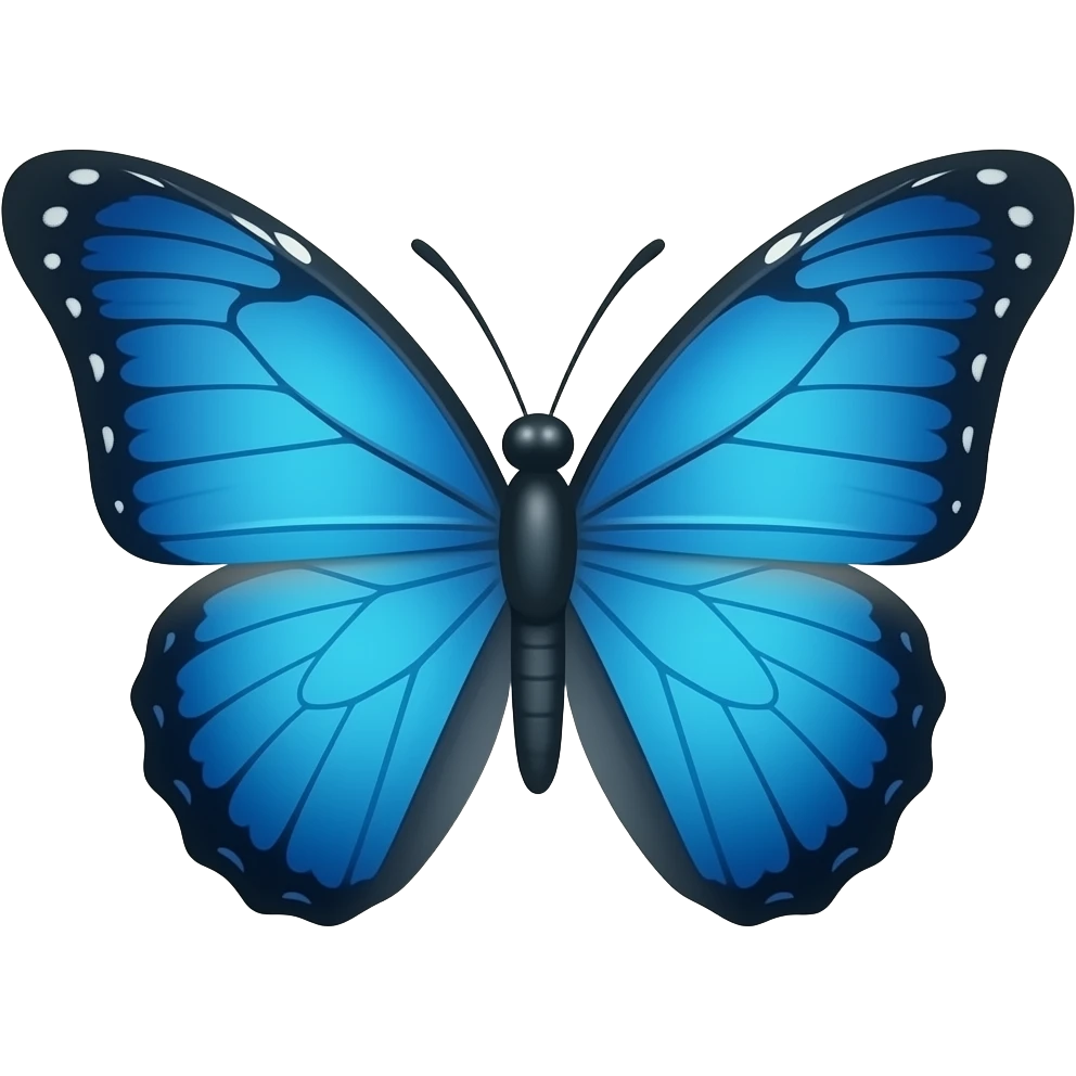 blue butterfly simple shapes detailed emoji