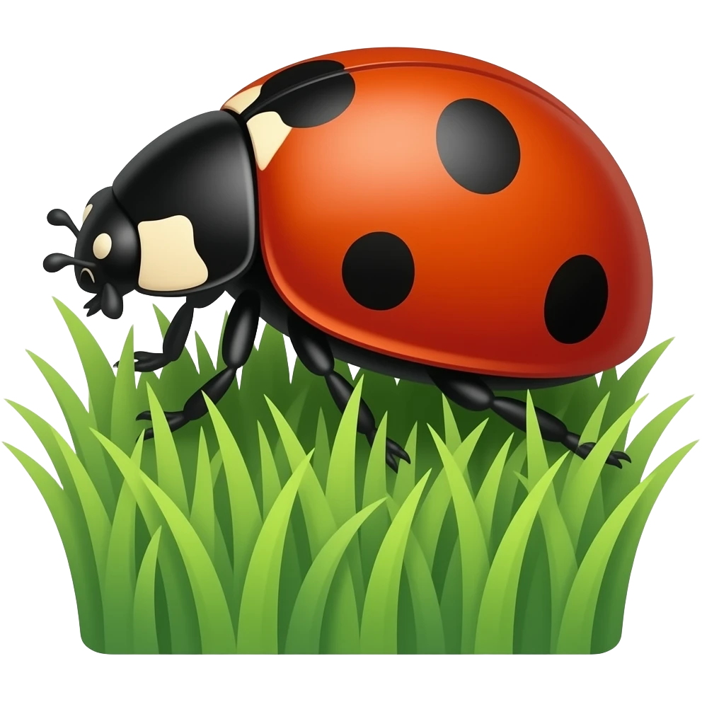Нарисуй божью коровку на траве emoji