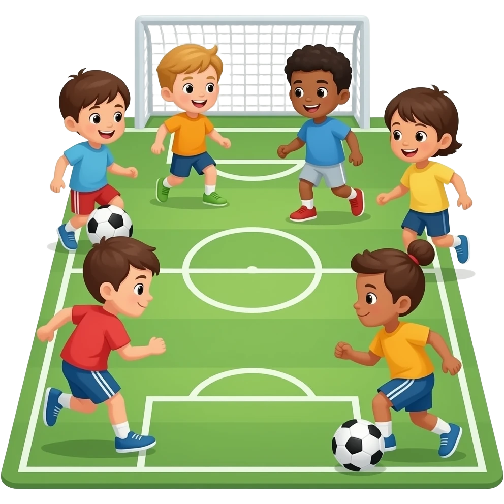 VARIOS NIÑOS JUGANDO AL SOCCER emoji