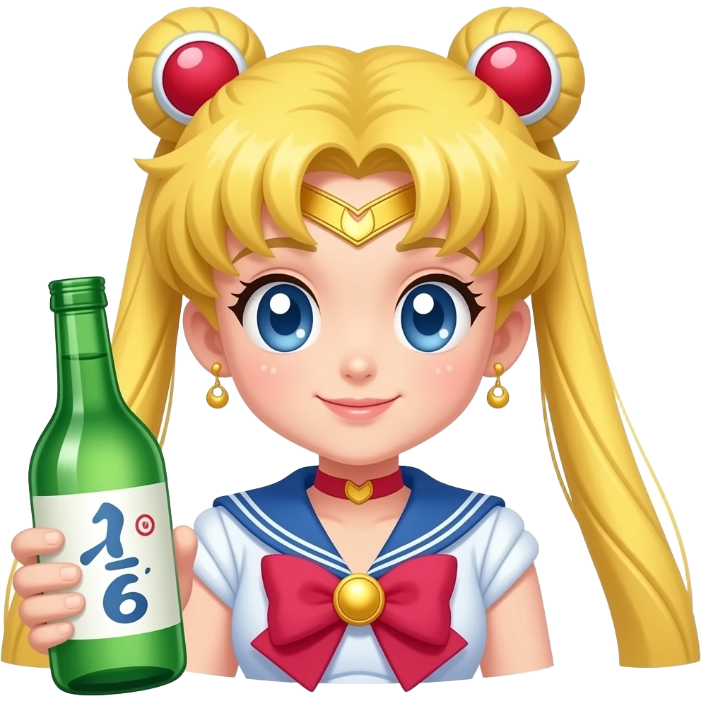 Sailor moon holding a soju emoji