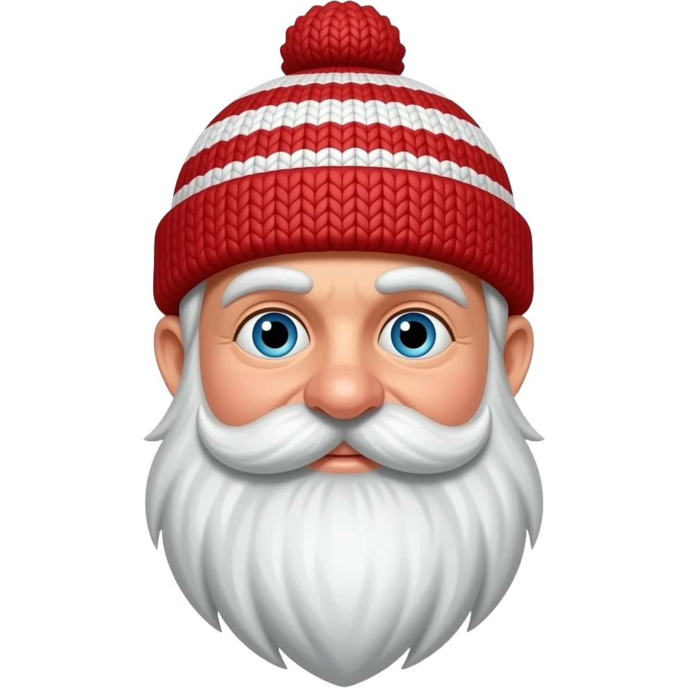 Waldo, an old man with a long white beard and mustache  wearing a red and white striped knit beanie hat(fullbody) emoji
