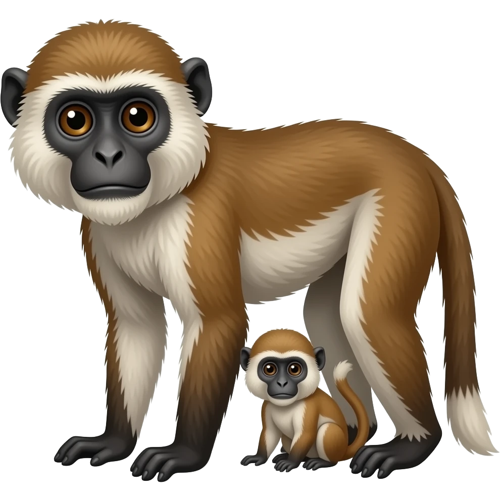 Colobus monkey mom and infant emoji