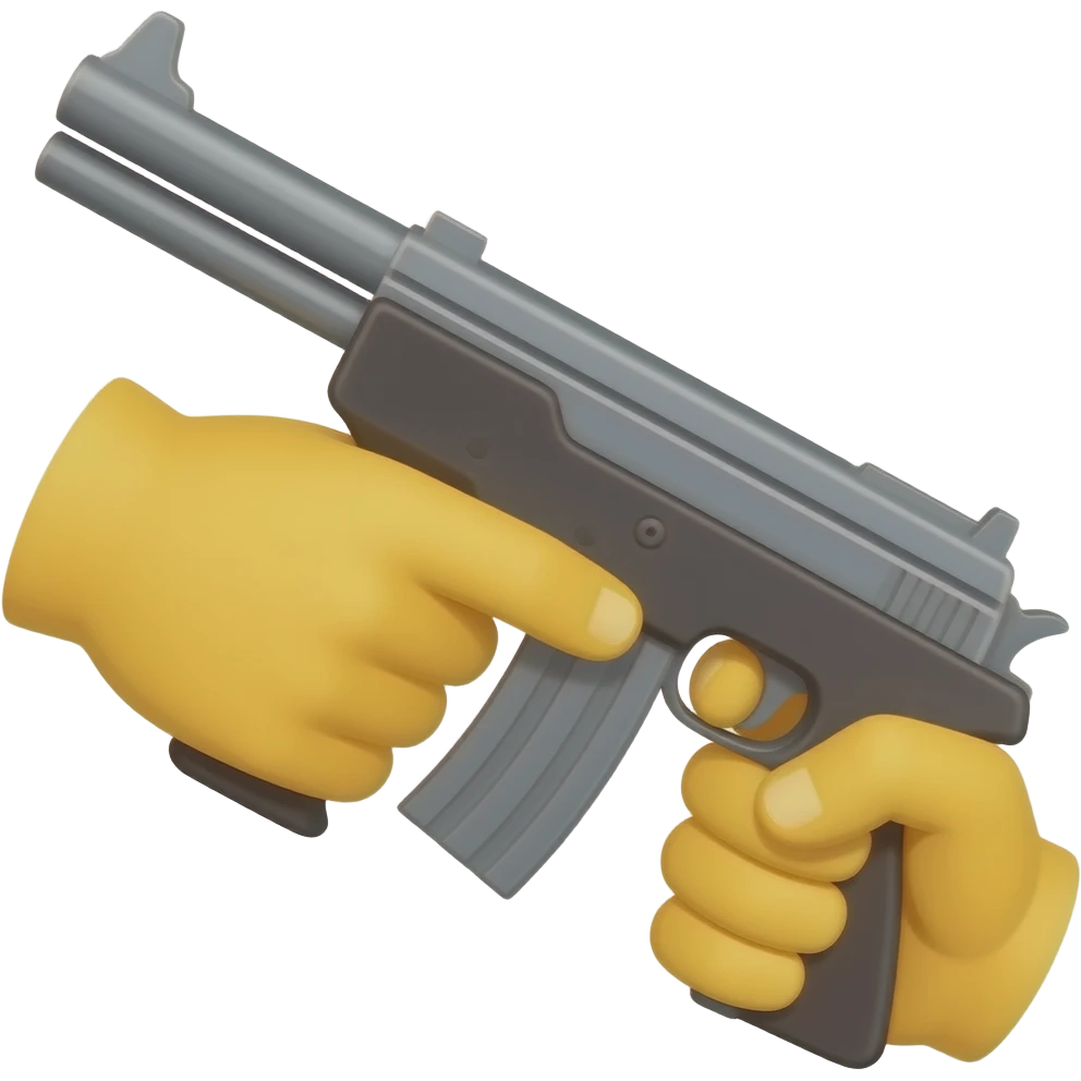 2 yellow hand holding a machine  gun emoji