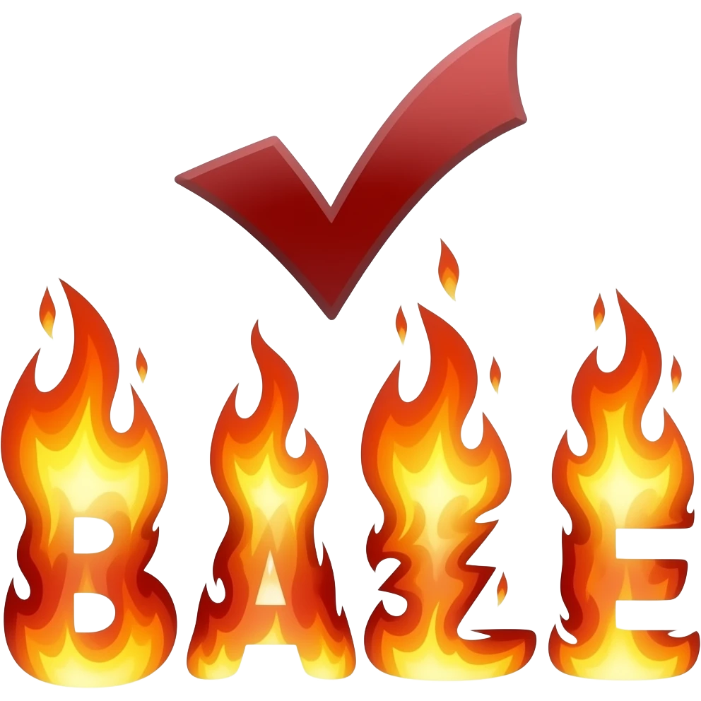 The name Aljaze is spelled out as Fire bolts with a checkmark above it. emoji