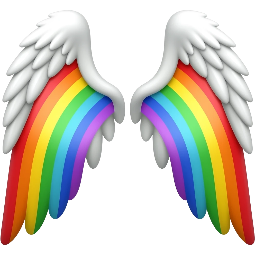 Angel wings with rainbow emoji
