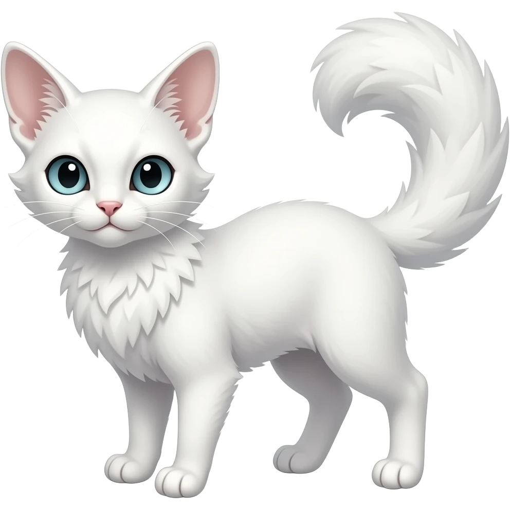 White tall thin feathery elegant litten-absol-Pygmy-Abyssinian-Gatomon-Oriental-albino-Fakemon-feline emoji