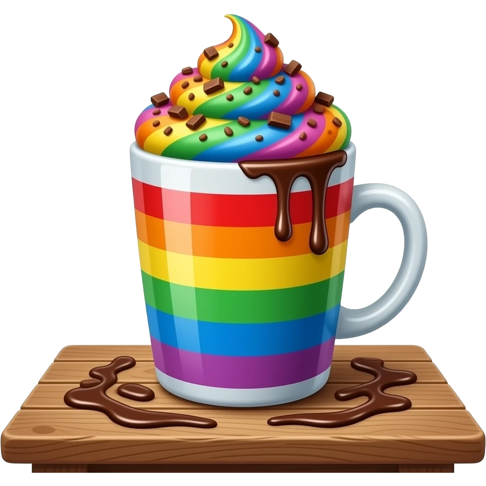 Rainbow hot chocolate emoji