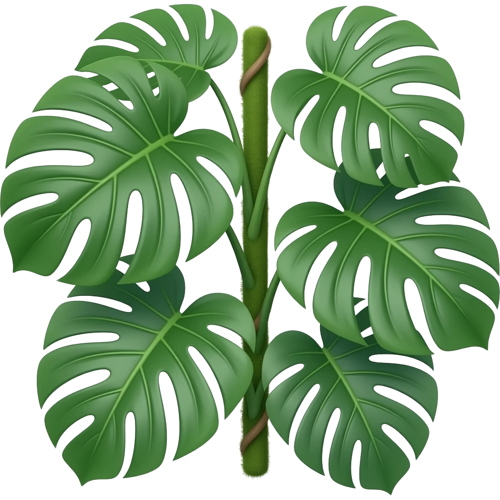 green monstera deliciosa plant on a moss pole emoji