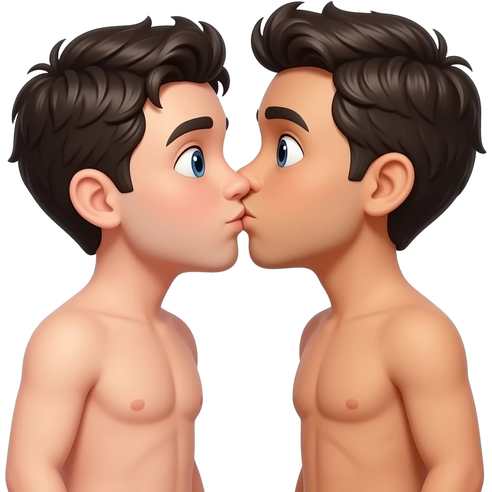 Enaldinho And Lucas kissing naked naked  full body. emoji