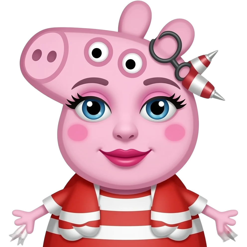 Peppa Pig long nails and makeup emoji | AI Emoji Generator