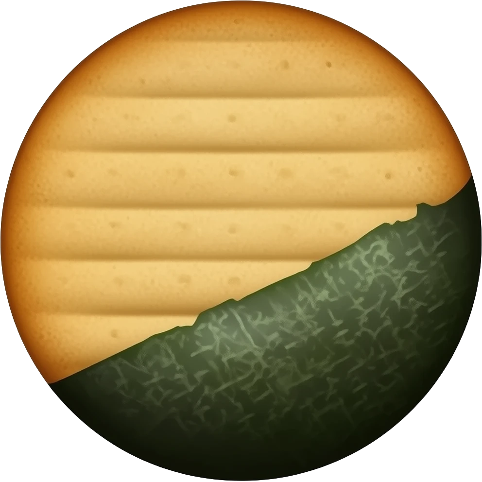 round Traditional Japanese Senbei with below nori wrapper emoji