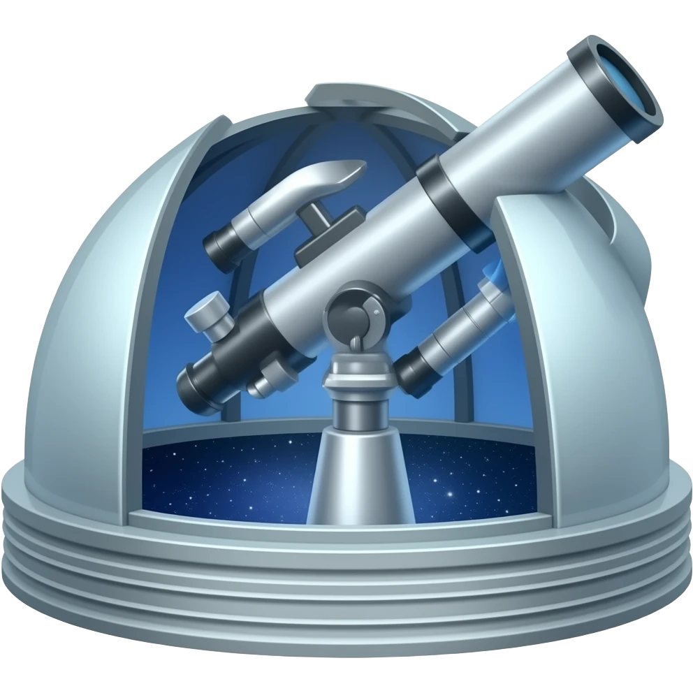 a big Telescope that opens roof for seeing emoji | AI Emoji Generator