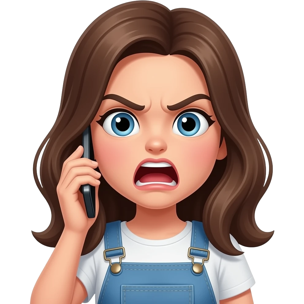 Девушка кричит оченьт злая держа телефон в руках emoji