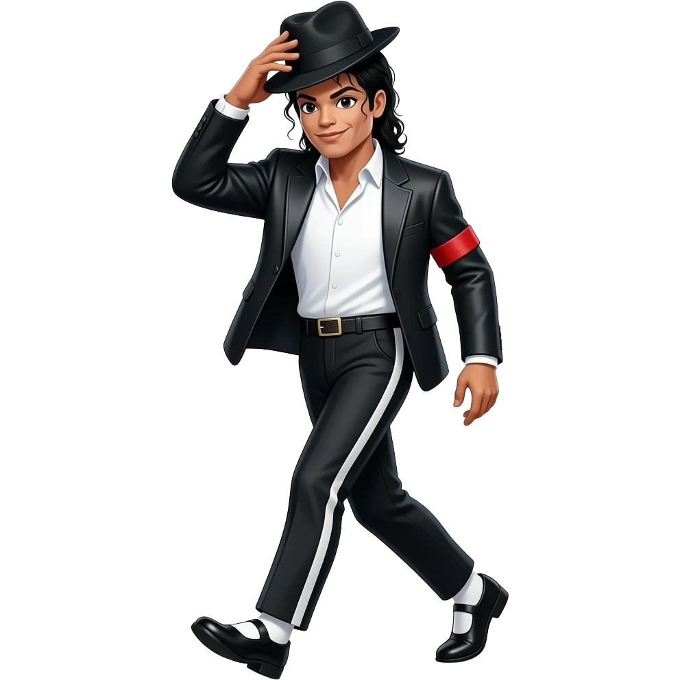 Micheal jackson moonwalk while touching his hat emoji