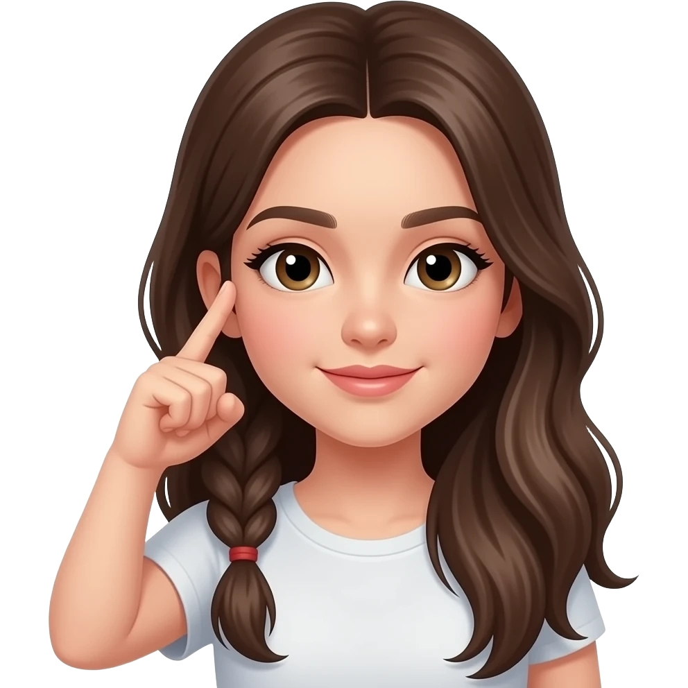 Uzun saçlarını işaret parmağıyla kulağının arkasına ittiren kız emoji