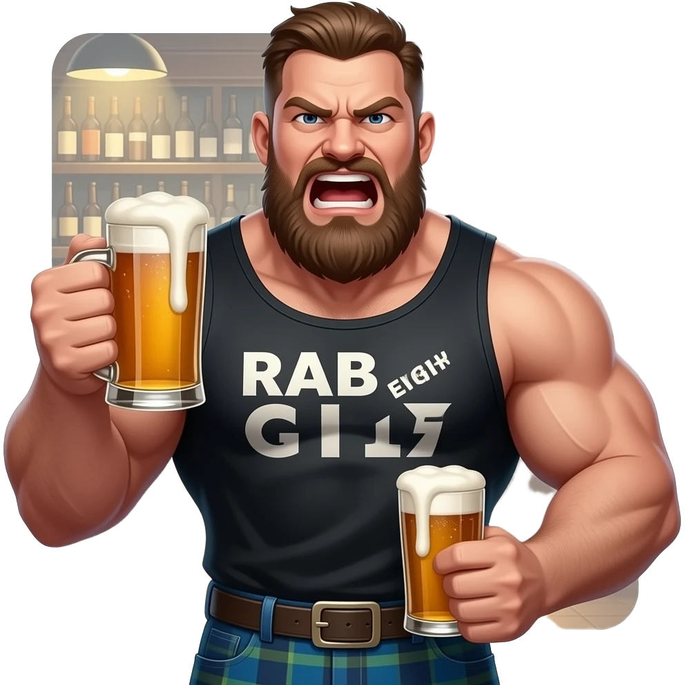 1. Big Rab After 8 Pints    Aggressive drunk Scottish pub character. emoji