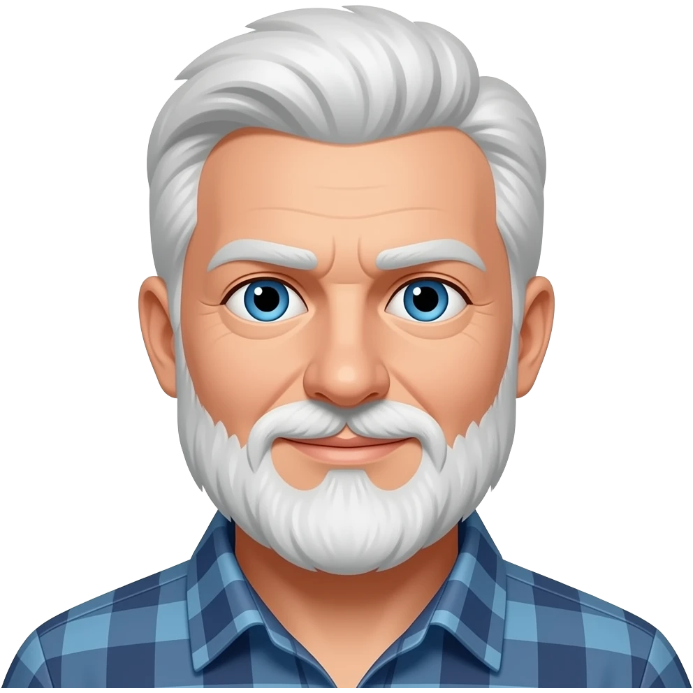 Man with canada eyes with white Hair and a beard emoji