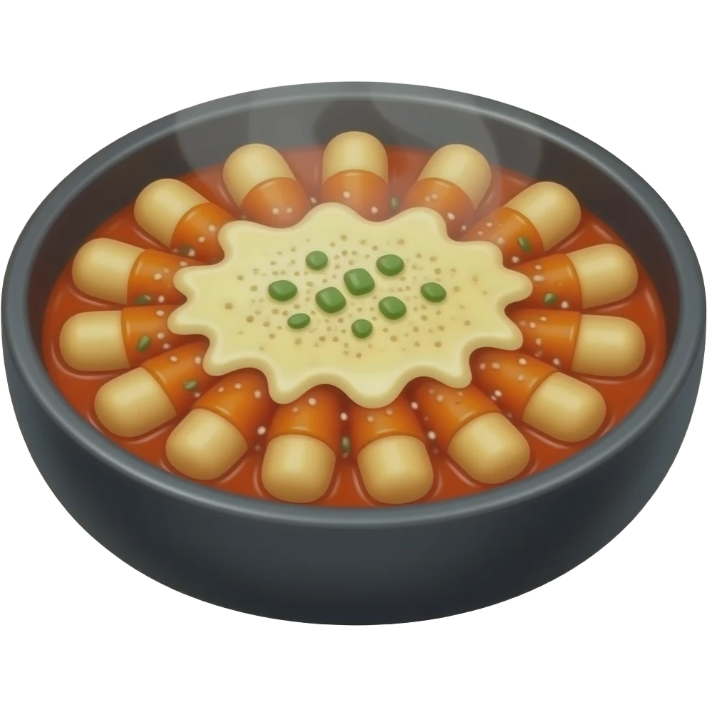 tteokbokki with melted mozzarella cheese emoji