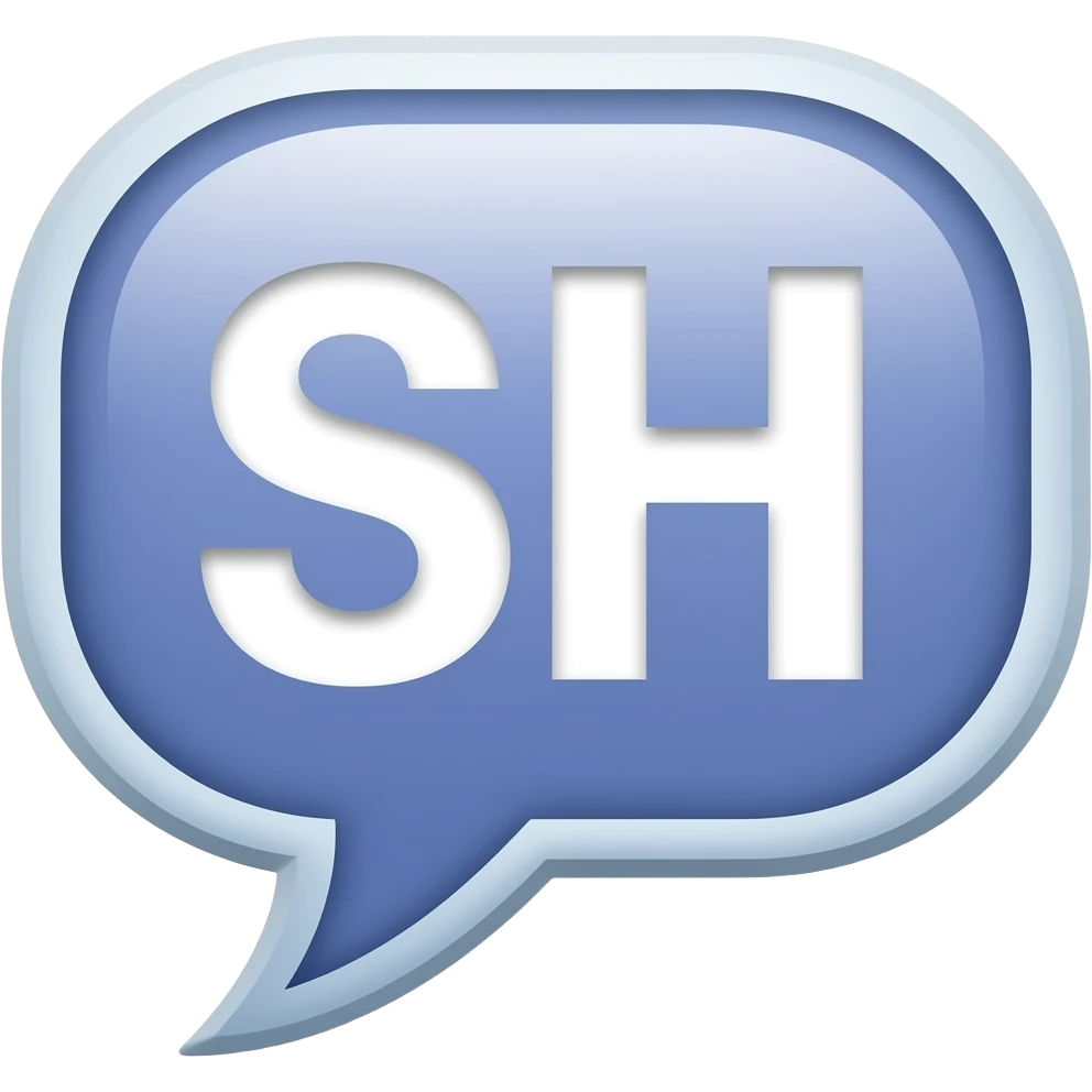 " SH" written in speech  bubble emoji