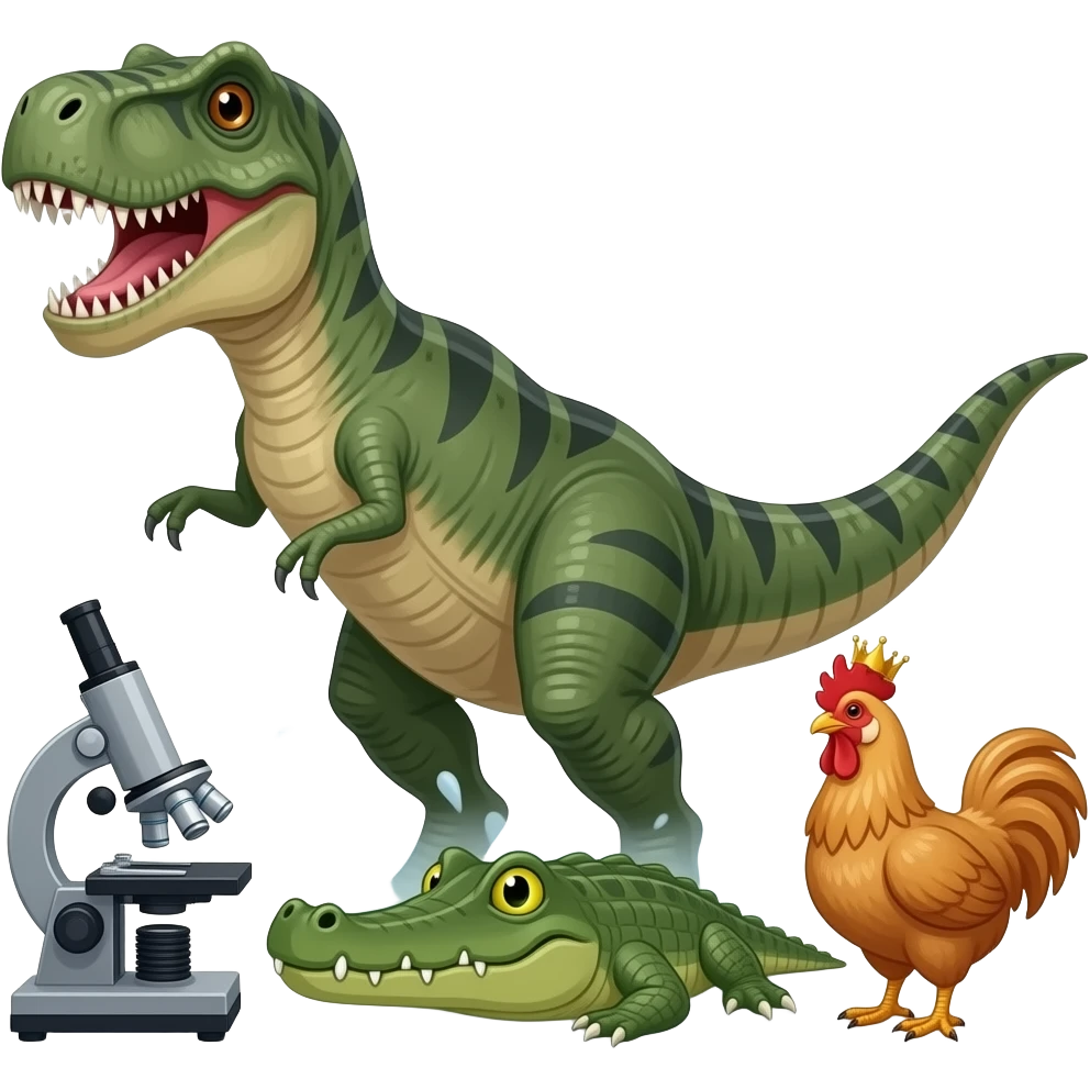 🔬🐊+🐔👑= 🦖 emoji