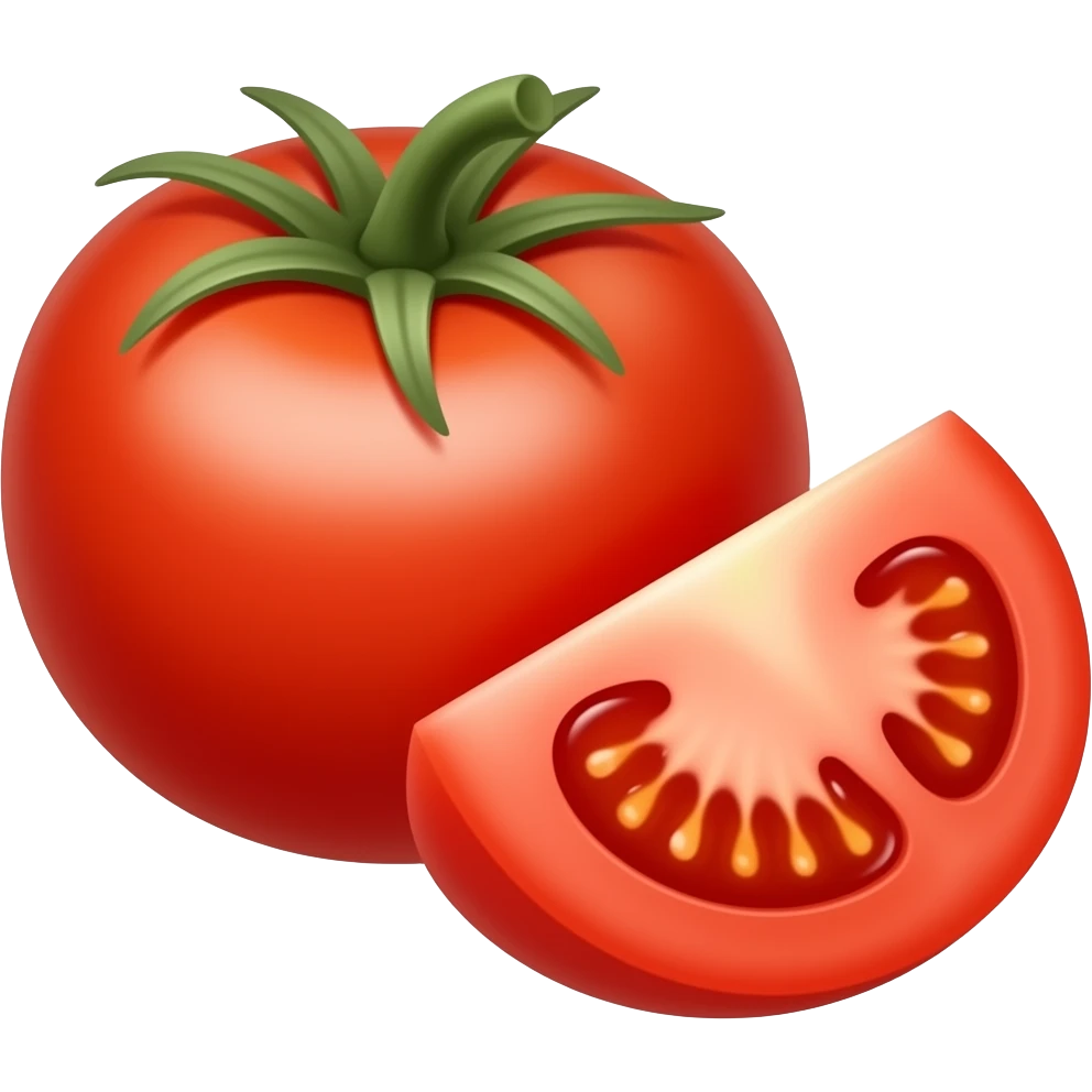 ripe whole and sliced Tomato emoji