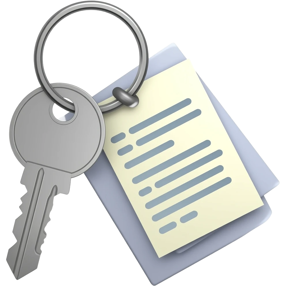 key with documents keychain emoji