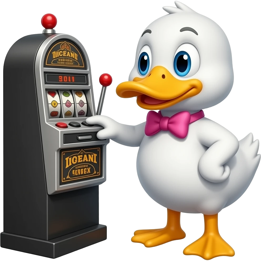 Duck playing slots emoji