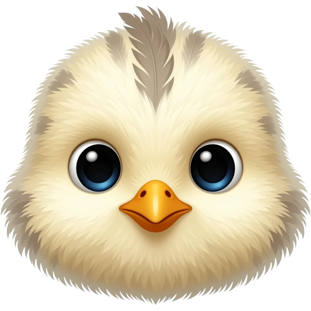 Baby chick face, big feathers emoji
