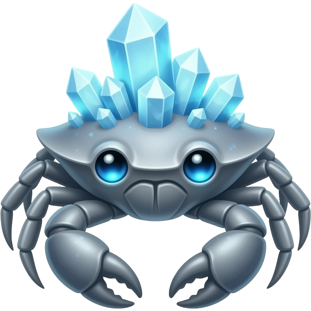 A Gray crab with crystals on its back with blue glowing eyes station 4 emoji
