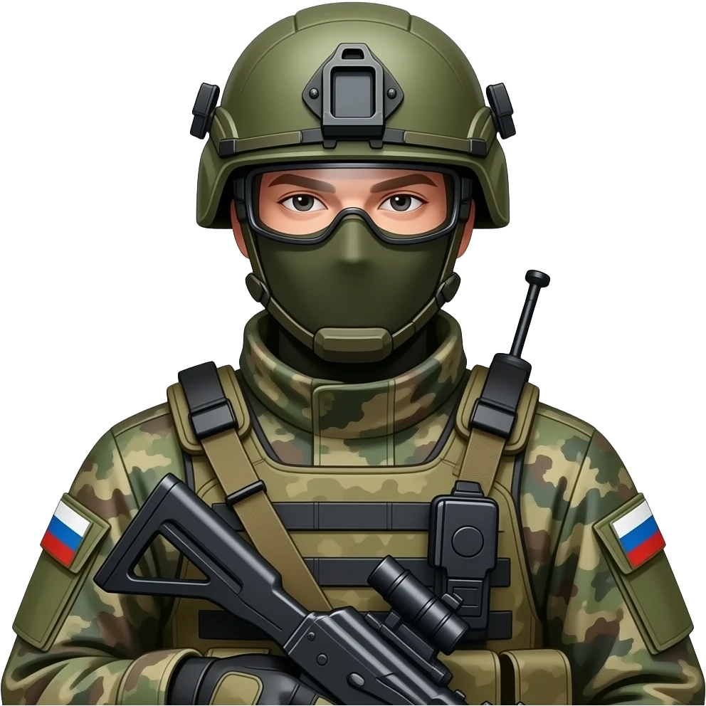 Военнослужащий ССО РФ в полной экипировке. Детализация emoji