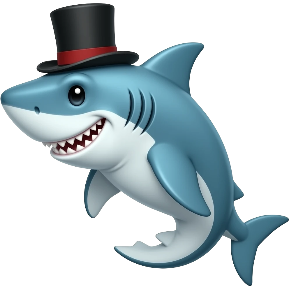 Shark with a top hat emoji