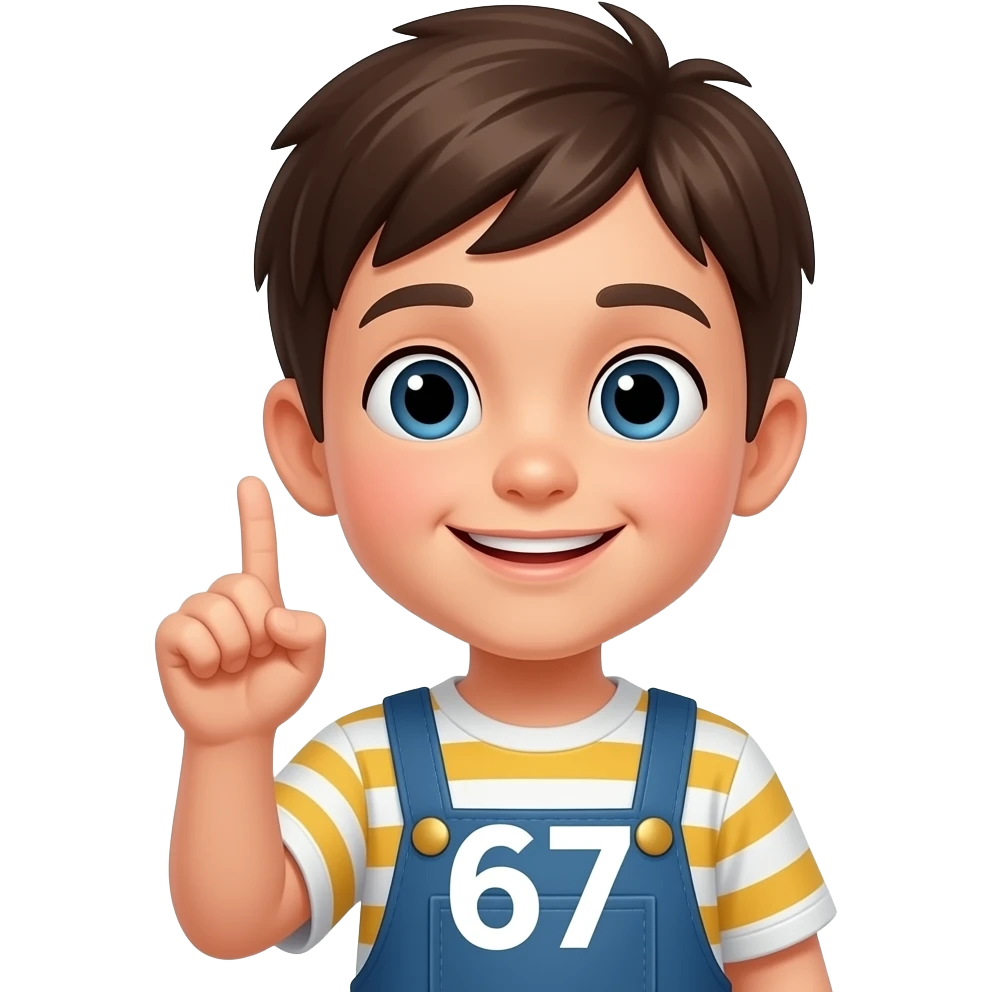 67 kid doing 67 emoji