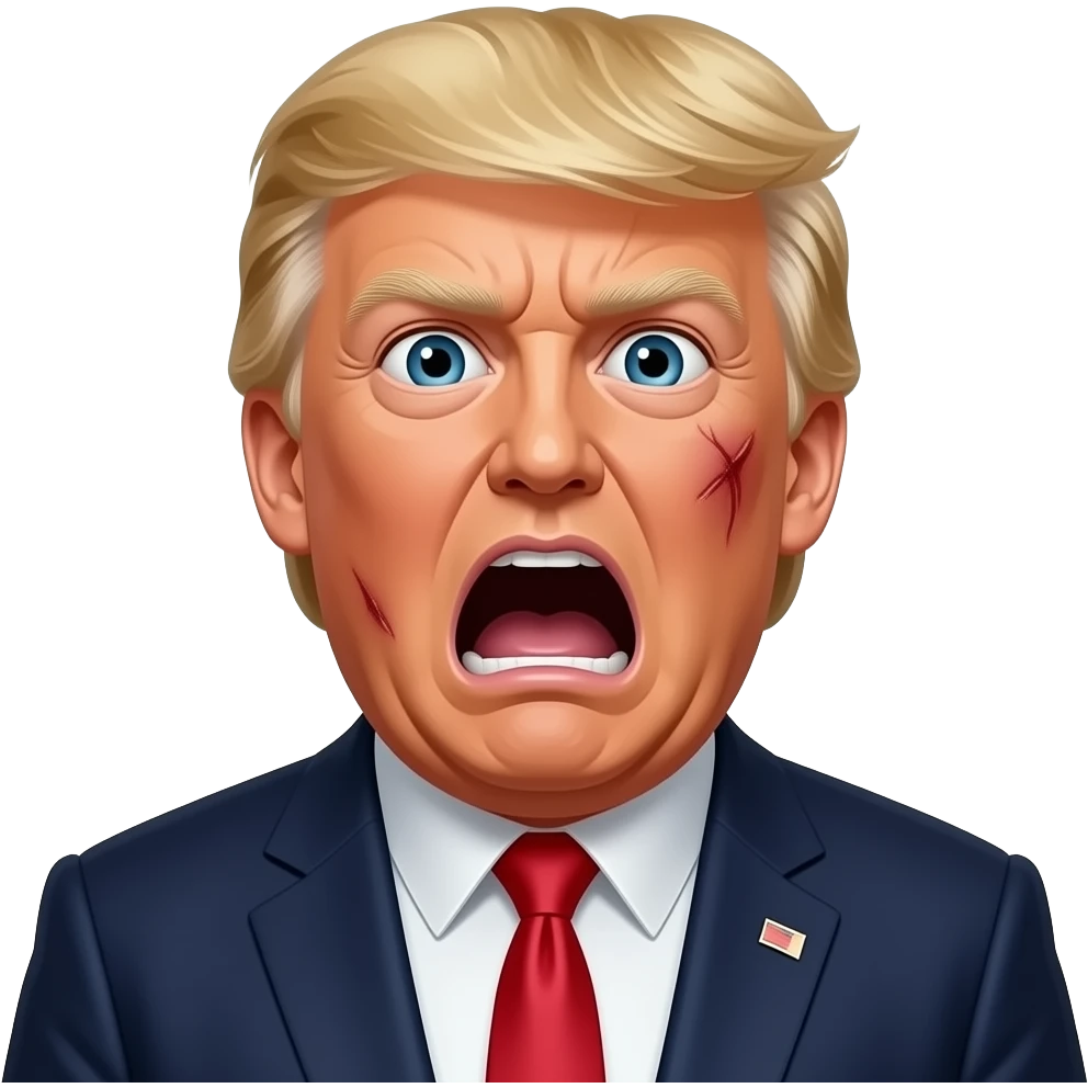 donald j trump bruised and extremely afraid and screaming emoji