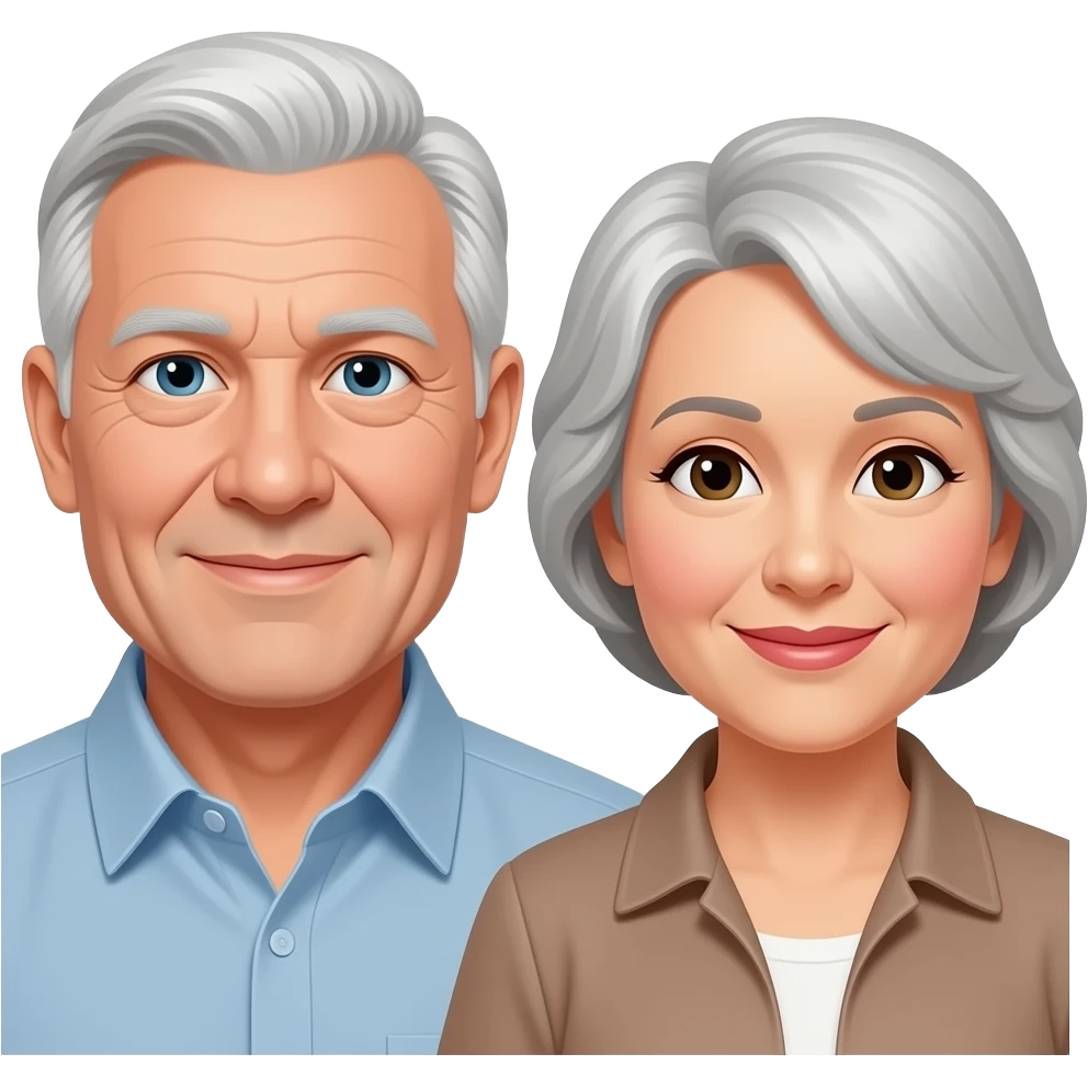 Emoji of an senior man  with   a mature lady emoji