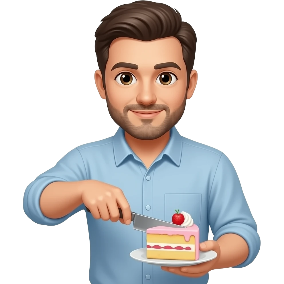 A man Cutting a cake emoji