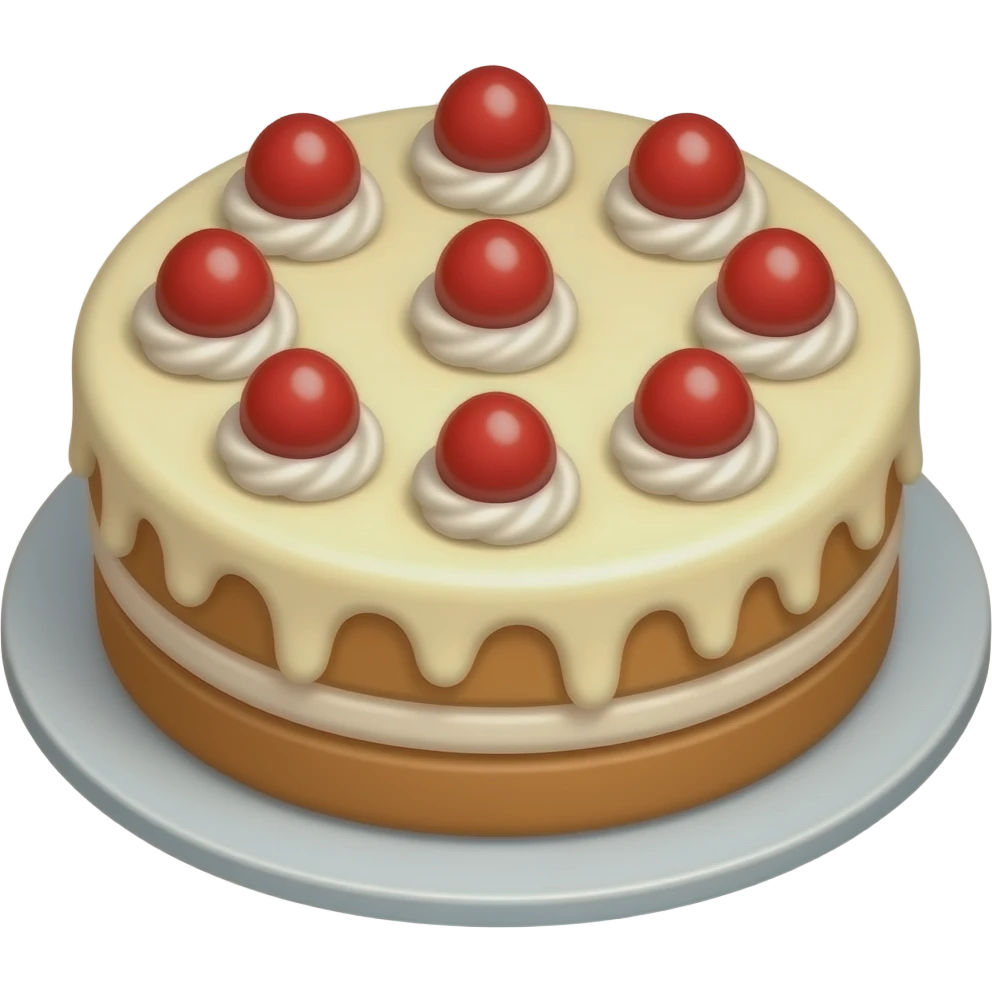 Top-down view of a cake emoji