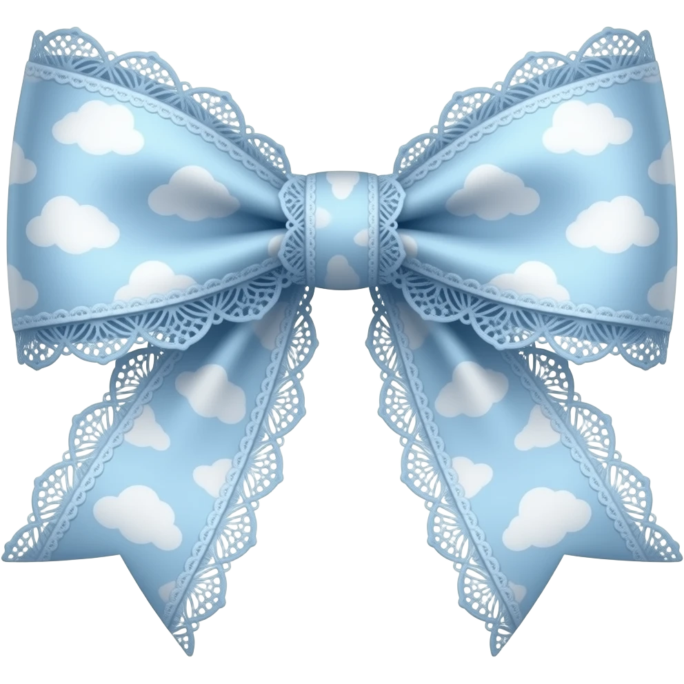 Cute cloudy pattern light blue bow lace coquette bow emoji