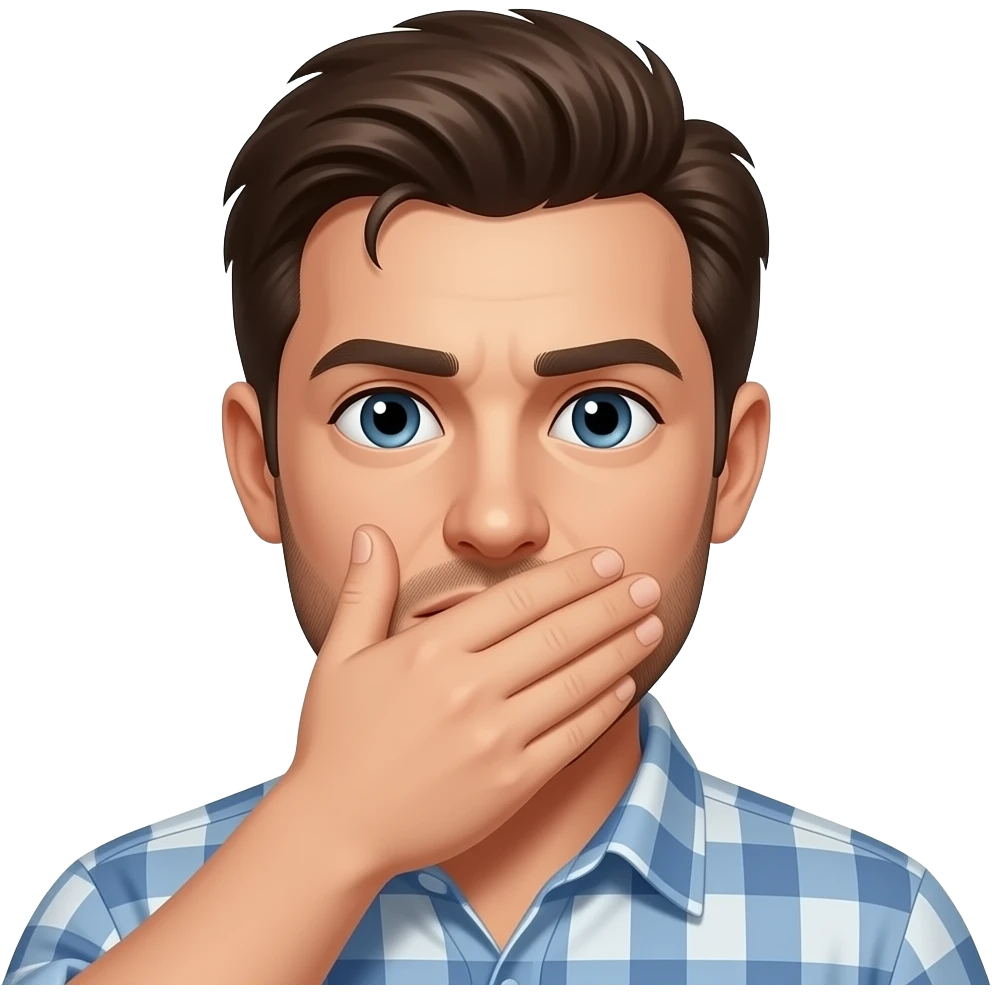 Мужчина прикрывает рот рукой и у него выпадают волосы emoji