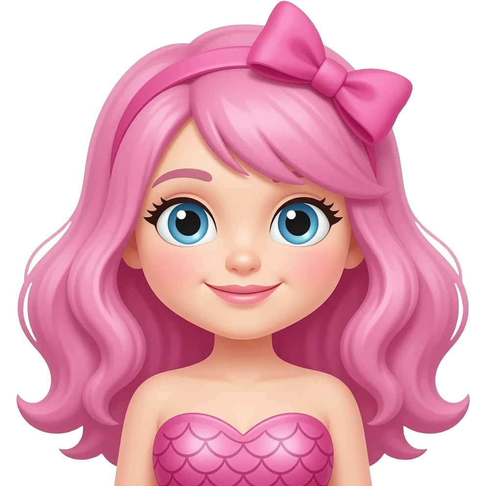 a pink mermaid with a bow on the head emoji