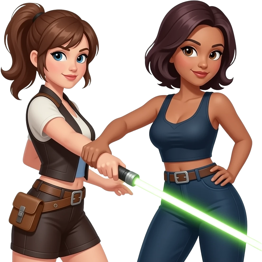 woman slapping another womans ass with light saber emoji