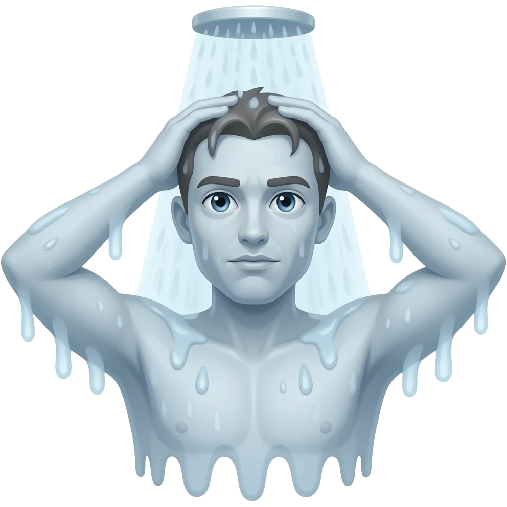 Un homme fantôme plein de poussière prend sa douche emoji