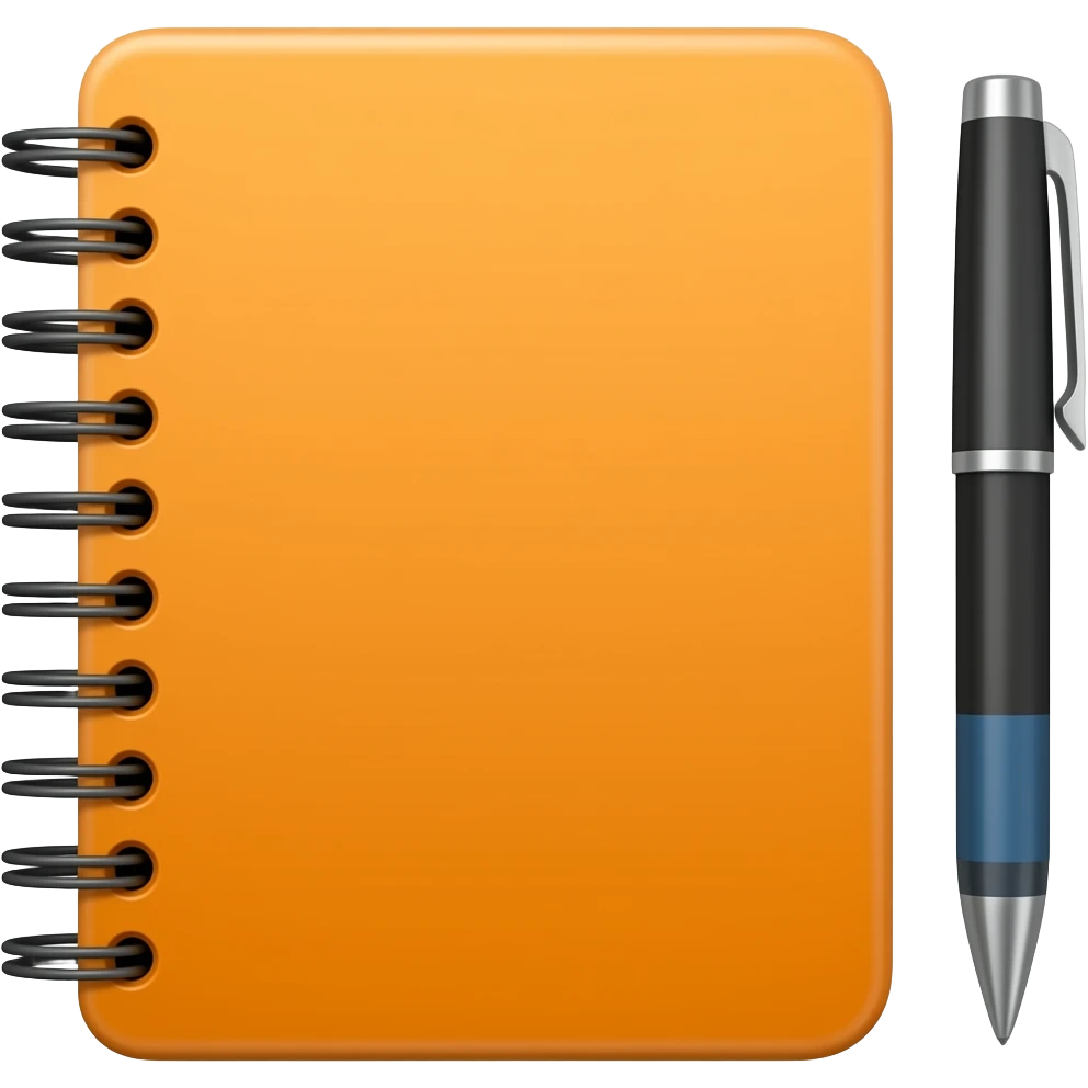 orange notebook and pen emoji