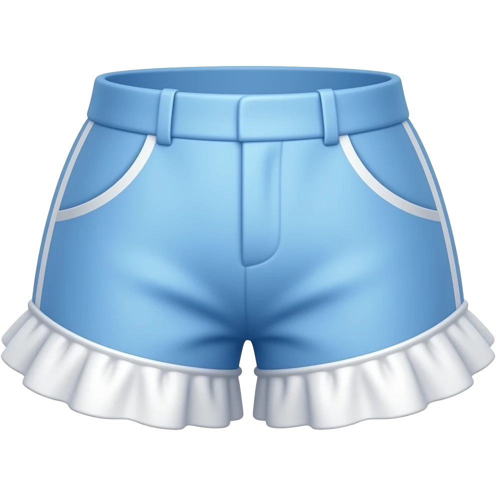 girly and cute realistic blue and white shorts with ruffles emoji