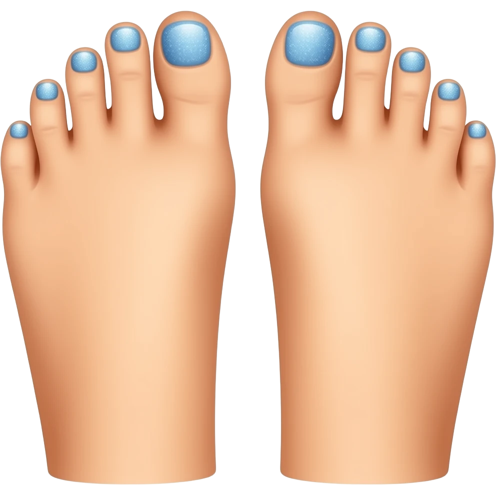 fiona feet with light blue gitter toenails emoji