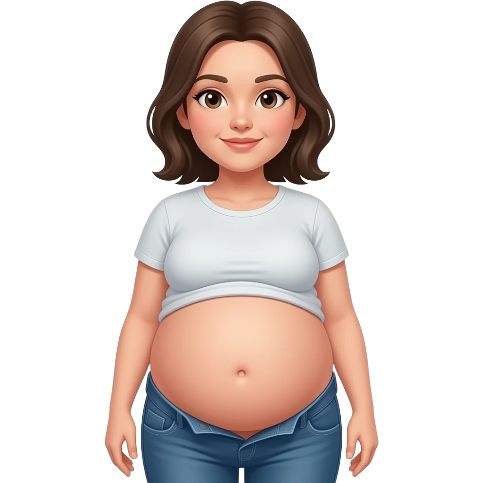 girl look at you tummy,big and full,ready to go pop,so full that a heavy fat stomach wants a gentle rub,A Bellybutton,had too much to eat,even one can’t fast but walks like one is pregnant with a baby bump sticking out and leading the way. emoji