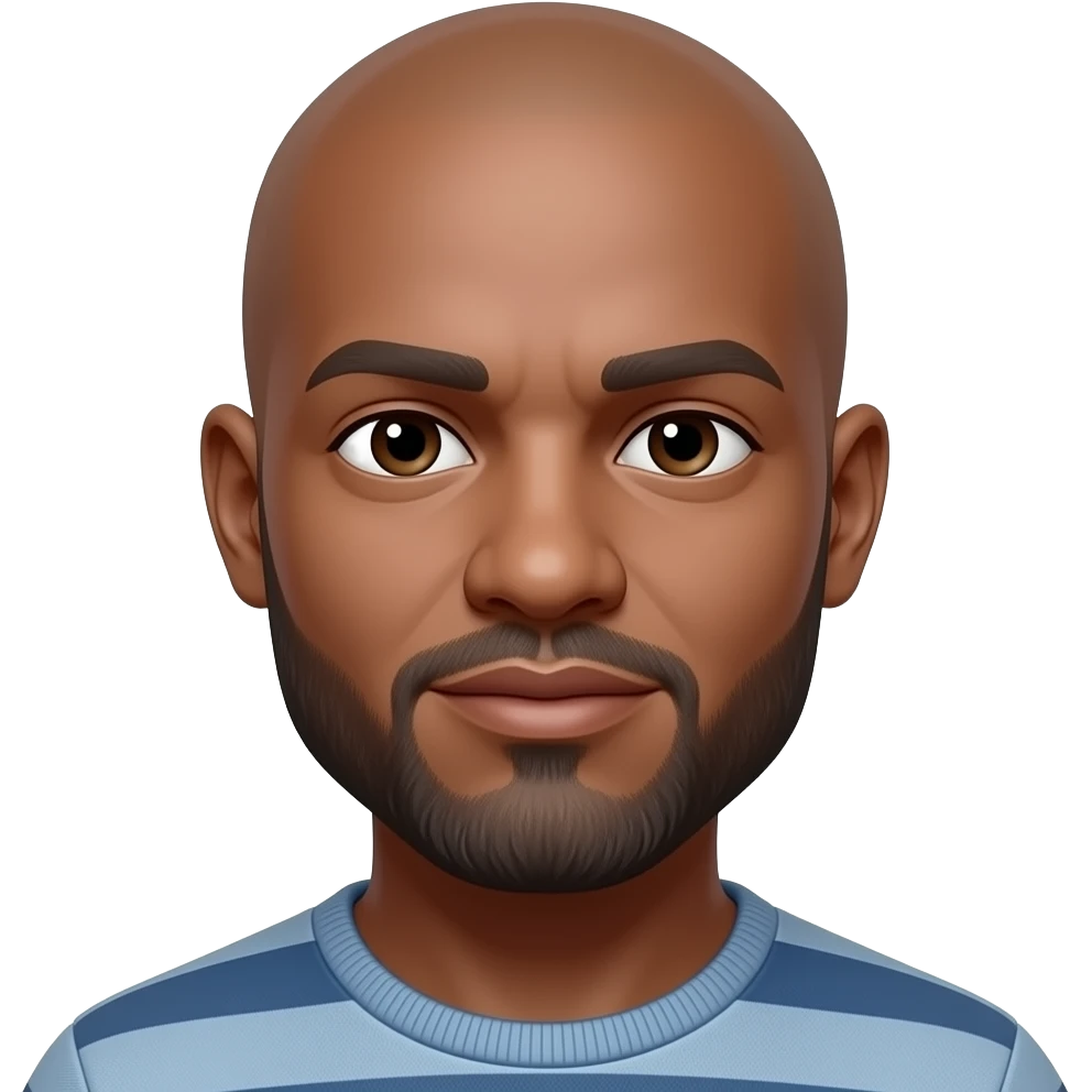 Bald headed black man with gray goatie emoji