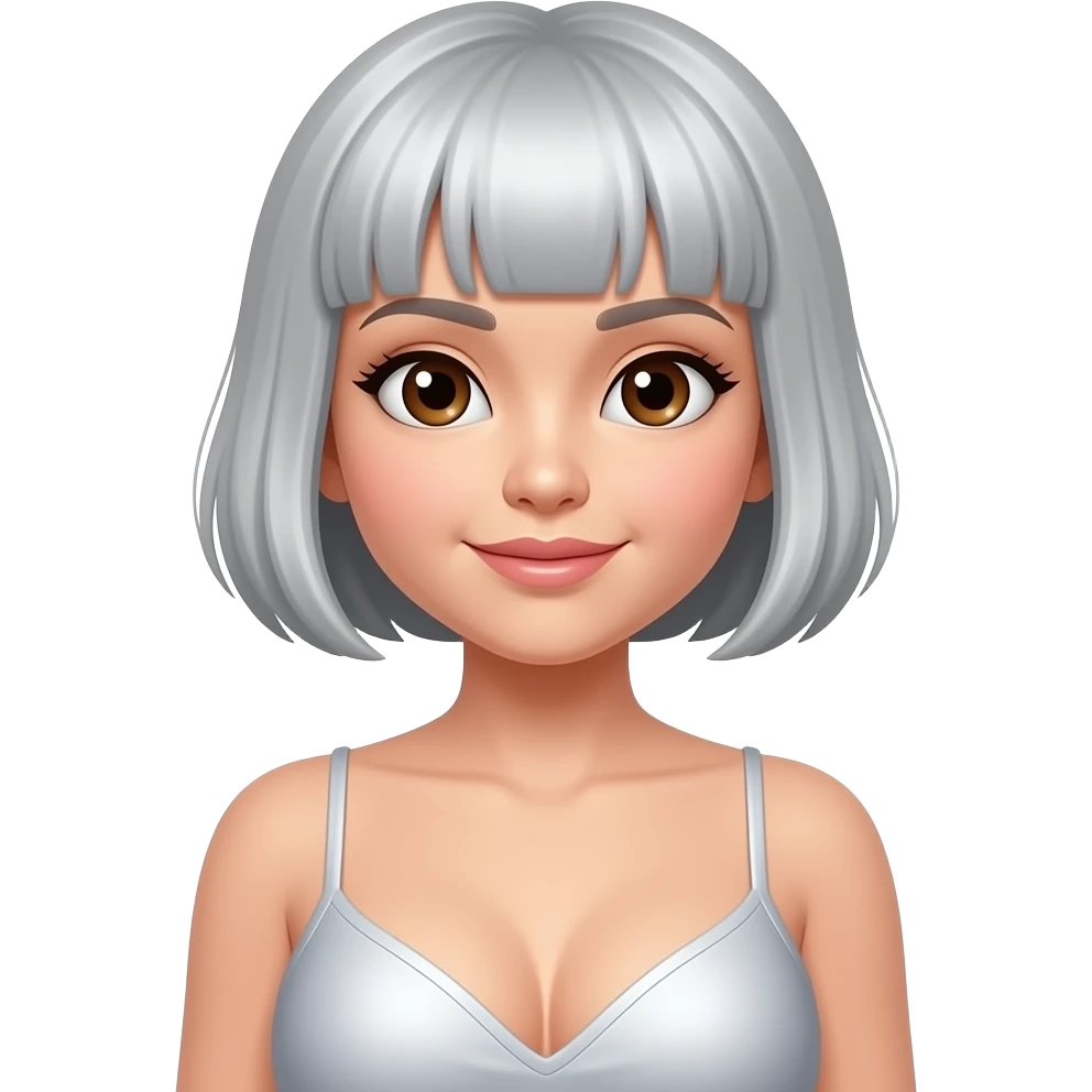 Huge tits asian with short silver hair brown eyes emoji