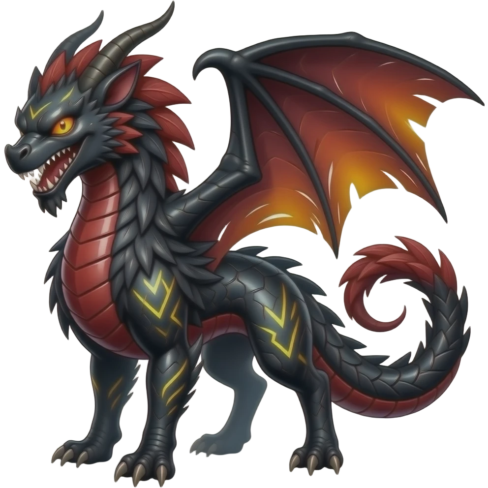 Shiny edgy cool badass feathery spicy oily black with neon-markings Salandit-Salamence-Ekans-Seviper-Rapidash-Salazzle-Fakemon-hybrid emoji