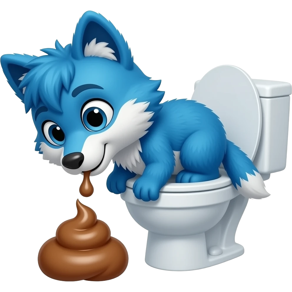 blue fursuit pooping on a toilet emoji